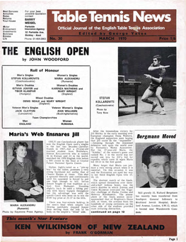 Tabletennis'news Motor Parkside Endowment Insurance Agency Official Journal of the English Table Tellis Association Investments 32 Parkside Ave