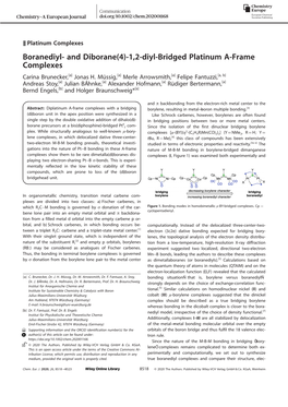 1,2‐Diyl‐Bridged Platinum A‐Frame Complexes