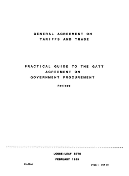 General Agreement Tar I Ffs and Trade Practical Guide