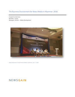 The Business Environment for News Media in Myanmar: 2018