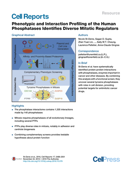 Phenotypic and Interaction Profiling of the Human Phosphatases Identifies