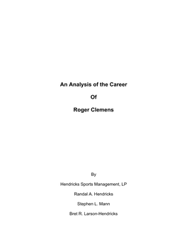 An Analysis of the Career of Roger Clemens