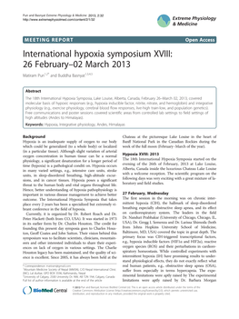 International Hypoxia Symposium XVIII: 26 February–02 March 2013 Matiram Pun1,2* and Buddha Basnyat1,3,4,5