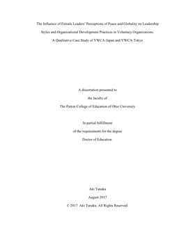 The Influence of Female Leaders' Perceptions of Peace and Globality