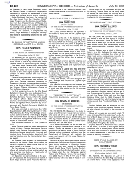 CONGRESSIONAL RECORD — Extensions of Remarks July 13, 2005 Mr