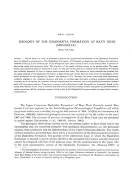 GEOLOGY of the DJADOKHTA FORMATION at BAYN DZAK -.: Palaeontologia Polonica