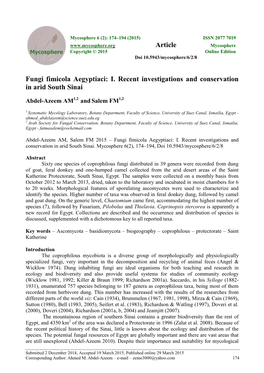 I. Recent Investigations and Conservation in Arid South Sinai