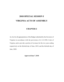 2018 Special Session HB5002 Chapter 2