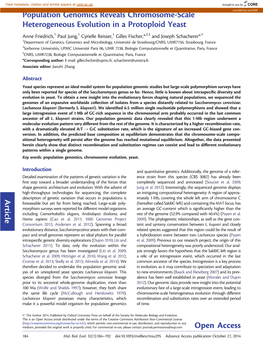 Article Population Genomics Reveals Chromosome-Scale Heterogeneous Evolution in a Protoploid Yeast Open Access