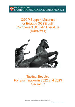 Tacitus: Boudica for Examination in 2022 and 2023 Section C