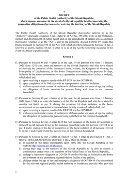 1 7 DECREE of the Public Health Authority of the Slovak Republic