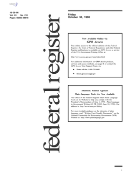 PDF (Adobe Portable Document Format, Including Full Text and All Graphics), E-Mail: Info@Fedreg.Nara.Gov Or SUMMARY (Abbreviated Text) Files