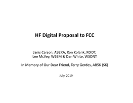 HF Digital Proposal to FCC