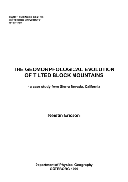 The Geomorphological Evolution of Tilted Block Mountains