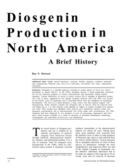 Diosgenin Production in North America, a Brief History