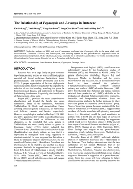 The Relationship of Fagaropsis and Luvunga in Rutaceae