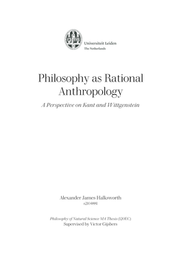 Philosophy As Rational Anthropology