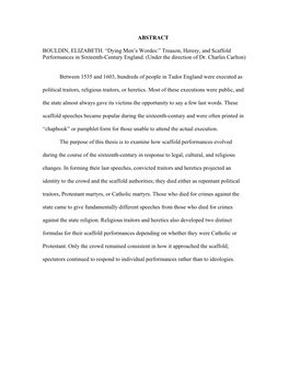 Treason, Heresy, and Scaffold Performances in Sixteenth-Century England