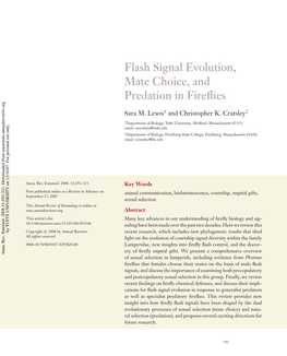 Flash Signal Evolution, Mate Choice, and Predation in Fireflies