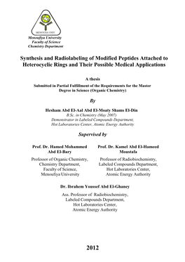 Synthesis and Radiolabeling of Modified Peptides Attached to Heterocyclic Rings and Their Possible Medical Applications