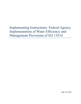 Federal Agency Implementation of Water Efficiency and Management Provisions of EO 13514