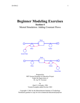 Beginner Modeling Exercises Section 4 Mental Simulation: Adding Constant Flows