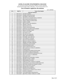 GUDLAVALLERU ENGINEERING COLLEGE List of Students Applied