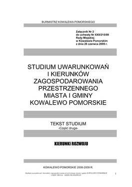 Studium Uwarunkowań I Kierunków Zagospodarowania Przestrzennego Miasta I Gminy