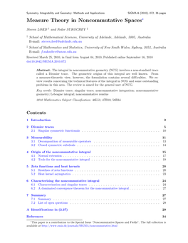 Measure Theory in Noncommutative Spaces*