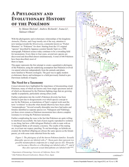 A Phylogeny and Evolutionary History of the Pokémon by Matan Shelomi1, Andrew Richards1, Ivana Li1, Yukinari Okido2