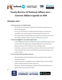 Yearly Review of National Affairs 2017 - Current Affairs Capsule in PDF