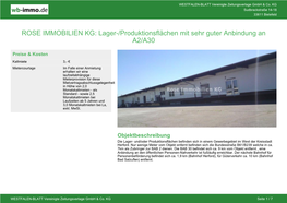 ROSE IMMOBILIEN KG: Lager-/Produktionsflächen Mit Sehr Guter Anbindung an A2/A30