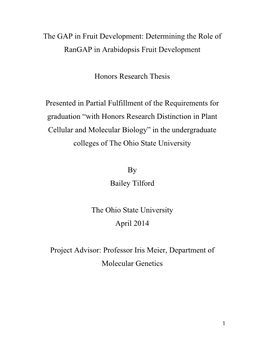 Determining the Role of Rangap in Arabidopsis Fruit Development