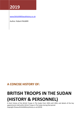 British Troops in the Sudan History & Personnel