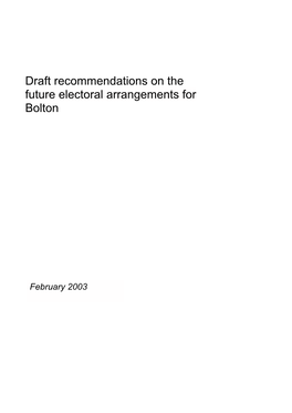 Draft Recommendations on the Future Electoral Arrangements for Bolton
