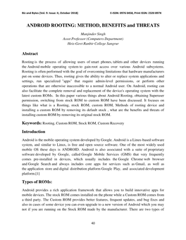 ANDROID ROOTING: METHOD, BENEFITS and THREATS