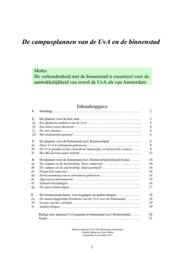 De Campusplannen Van De Uva En De Binnenstad