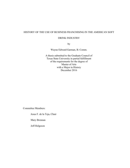 History of the Use of Business Franchising in the American Soft