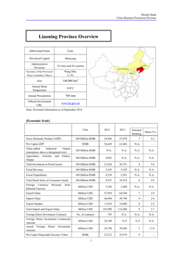 Liaoning Province Overview
