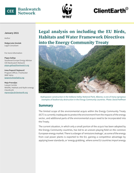 Legal Analysis on Including the EU Birds, Habitats and Water