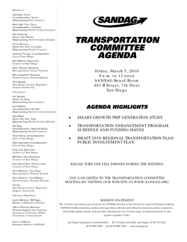 Transportation Committee Meeting Agenda