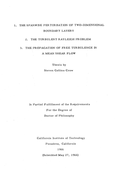 1. the Spanwise Perturbation of Two-Dimensional