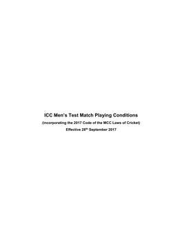 ICC Men's Test Match Playing Conditions
