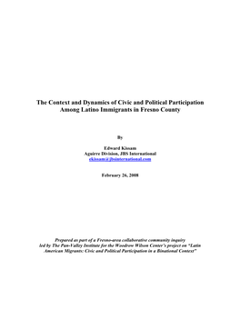 History, Identity, and Civic Participation of Latino Immigrants In