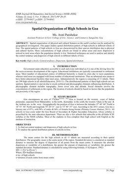 Spatial Organization of High Schools in Goa