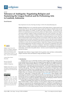 Negotiating Religion and Sustaining the Lingsar Festival and Its Performing Arts in Lombok, Indonesia