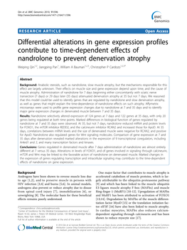 Differential Alterations in Gene Expression Profiles Contribute To