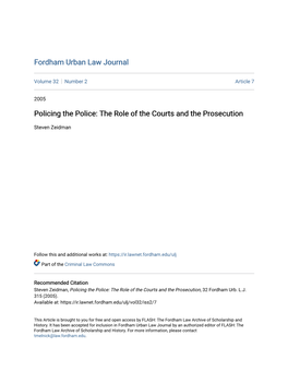 Policing the Police: the Role of the Courts and the Prosecution