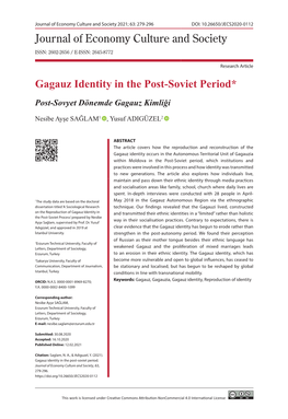Journal of Economy Culture and Society Gagauz Identity in the Post