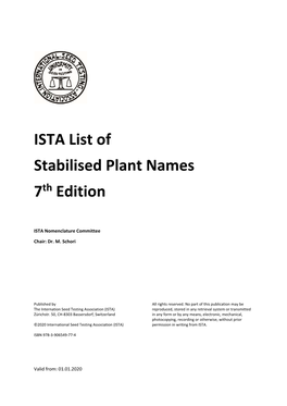 List of Stabilised Plant Names 7Th Edition